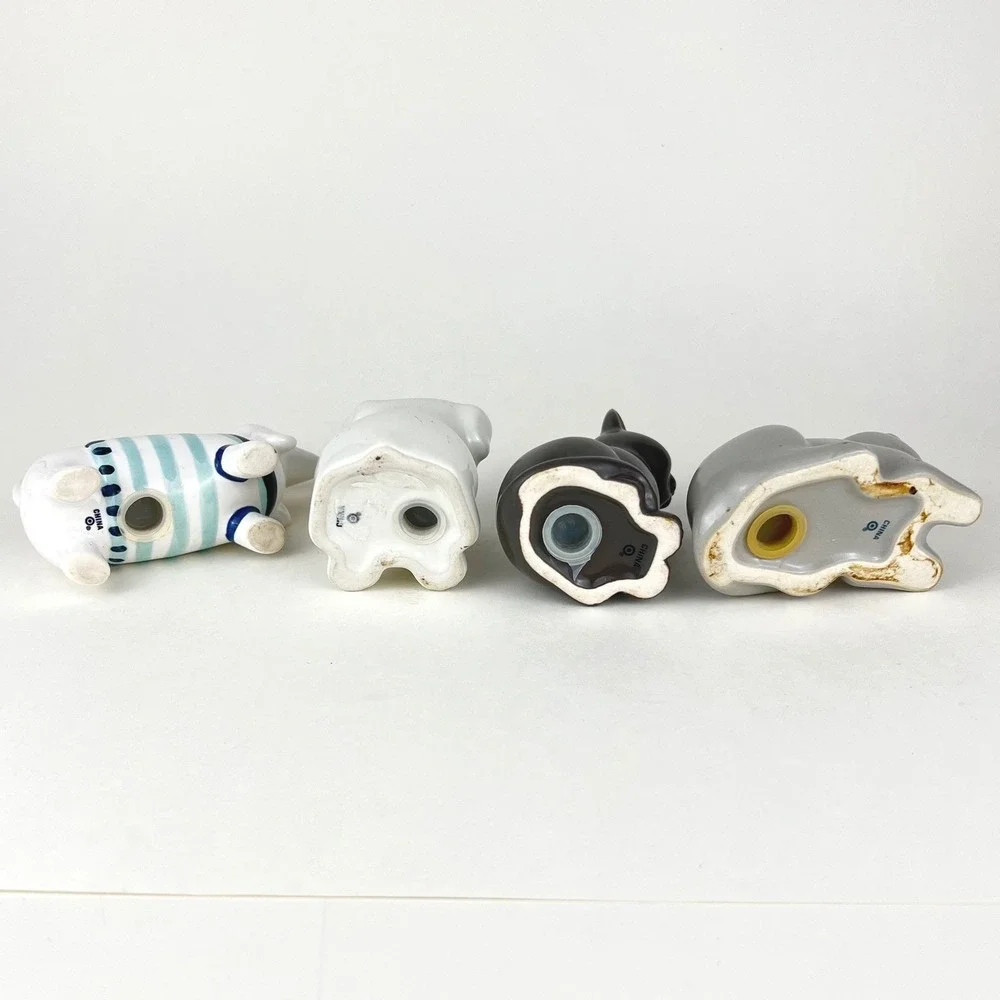 Ceramic Dog and Cat Salt and Pepper Shaker Set Cute Animal Kitchen Decor